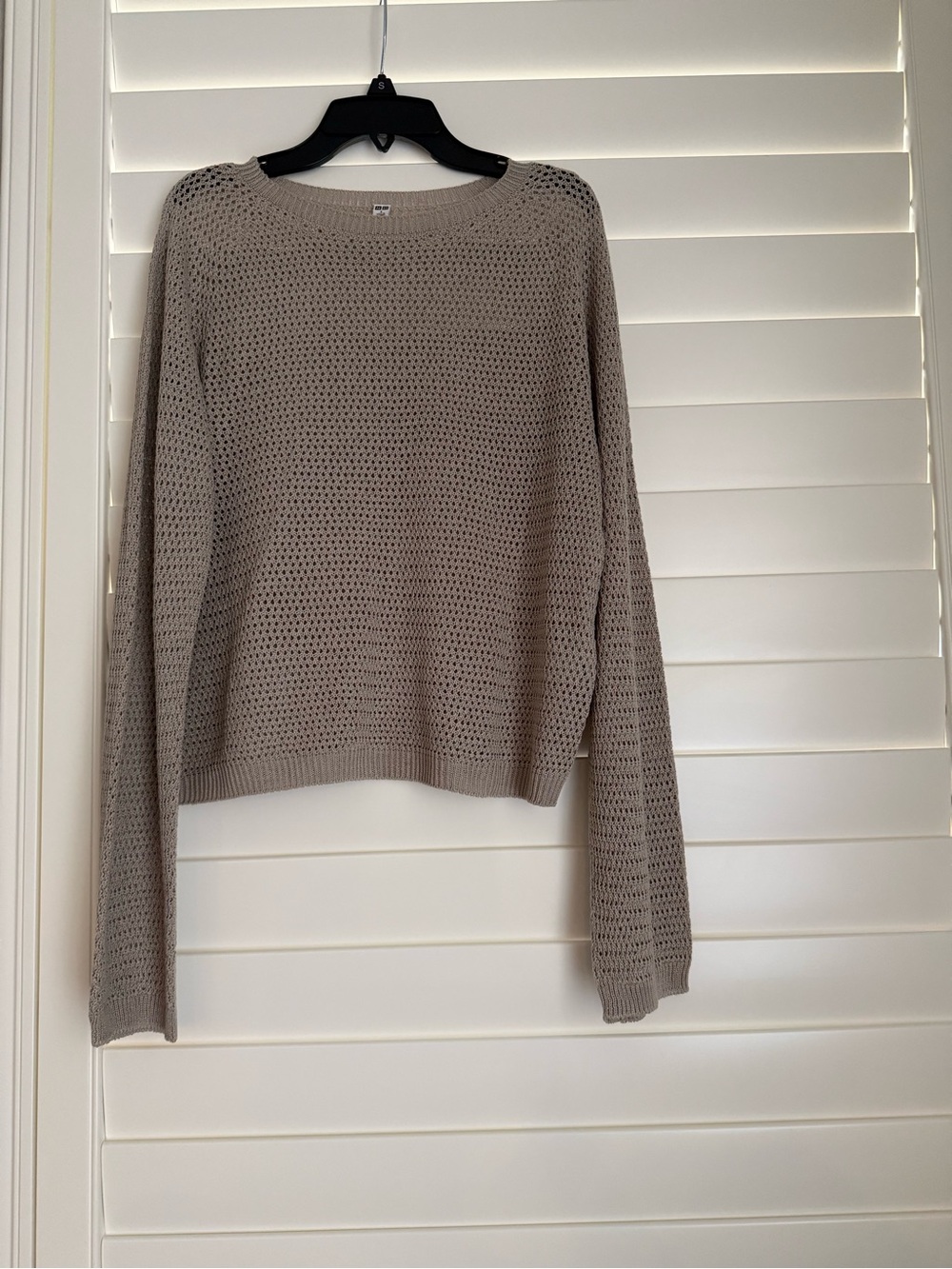 Brand New Uniqlo Beige Open-Weave Knit Top